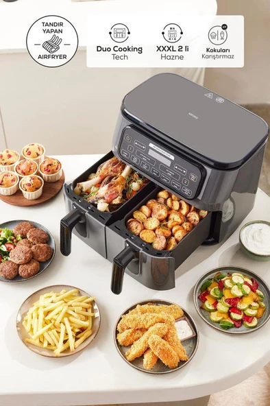 Karaca Air Pro Cook Duo Tandır XXXL 8 lt Black Silver Yağsız Fritöz Outlet - 3