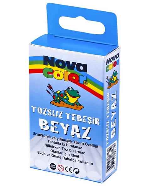 Nova Color Tozsuz Tebeşir Beyaz 10lu NC4110