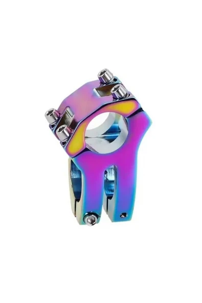 Bisiklet Kısa Gidon Boğazı Wake Alüminyum Rainbow Rengarenk Yedek Parça 31,8mm - Resim 3