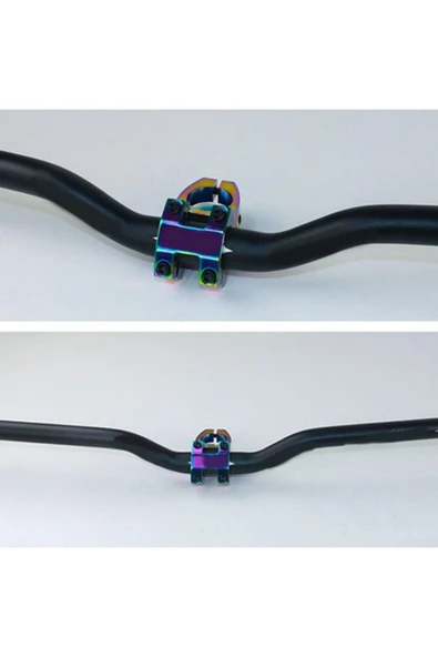 Bisiklet Kısa Gidon Boğazı Wake Alüminyum Rainbow Rengarenk Yedek Parça 31,8mm - Resim 8