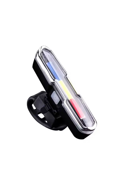 Bisiklet Led İkaz Uyarı Fener Mavi Kırmızı Beyaz Çakarlı USB Şarjlı Stop Lambası - Resim 6