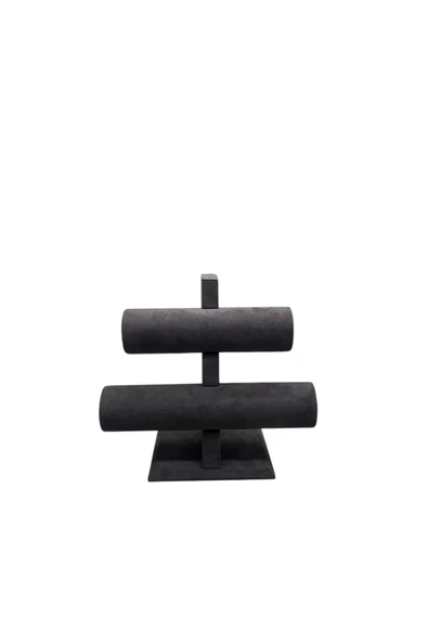 Sardunya Kumaş Füme Renk İkili Saat - Bileklik Sergileme Standı - Resim 2