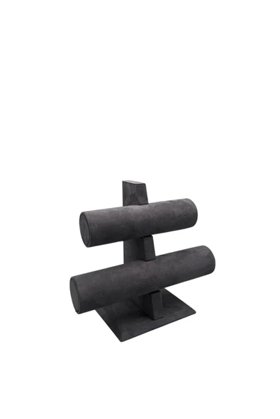 Sardunya Kumaş Füme Renk İkili Saat - Bileklik Sergileme Standı - Resim 3