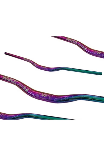 Wake Rainbow 780mm Alüminyum 31.8 Bisiklet Gidonu + Boğaz Seti Lunje Gidon Wake Boğaz Rainbow - Resim 3