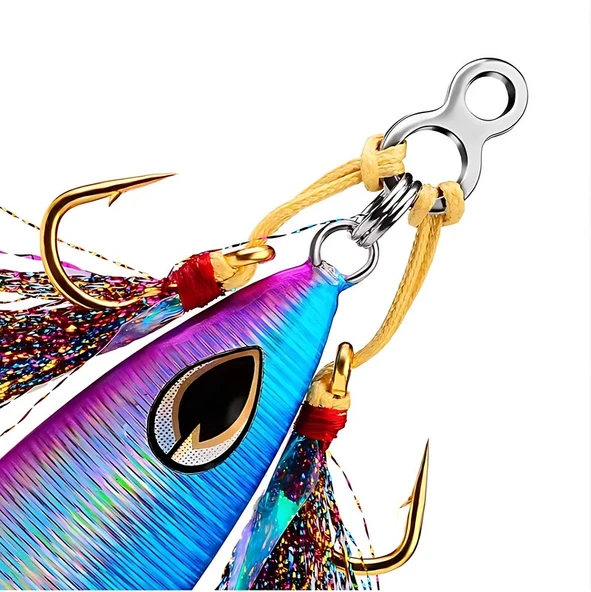 Hokkaido STRIKE 15 Adet (M) boy, İki gözlü,çift,double,sekiz şekilli solid jig,asist,halka - 3