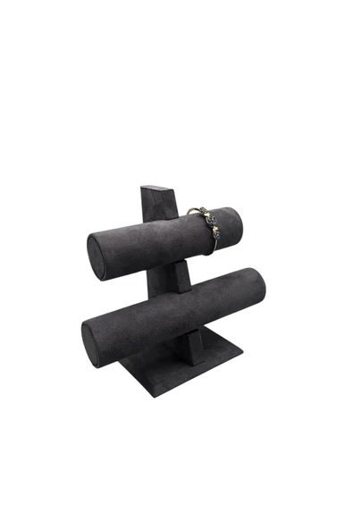 Sardunya Kumaş Füme Renk İkili Saat - Bileklik Sergileme Standı ürün görseli