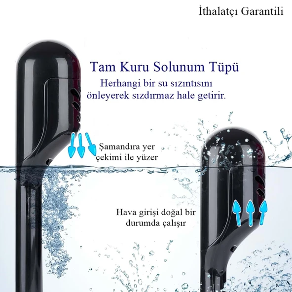 360 Tam Yüz Dalış Maskesi Su Altı Keşif Dalış Maske Slikon Şnorkel Full Face Maske Siyah - 4