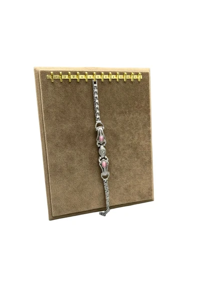 Süet Kumaş Sütlü Kahve Renk 20/16 Cm Ayaklı Kanca Bileklik Sergileme Standı ürün görseli