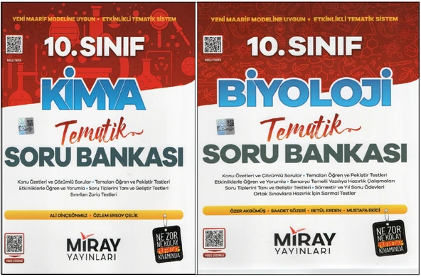 Miray 10. Sınıf Biyoloji+Kimya Tematik Soru Bankası(2 Kitap)
