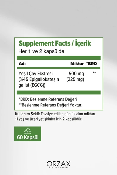 OCEAN Green Tea 500mg 60 Kapsül - Yeşil Çay 8697595872949 - 2