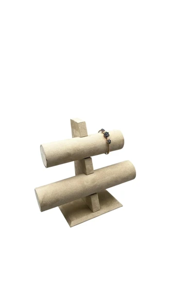 Sardunya Kumaş Krem Renk İkili Saat - Bileklik Sergileme Standı ürün görseli