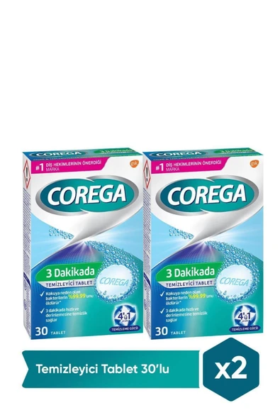 COREGA Cleanser Bio Protez Temizleme Tableti 30'lu X 2 Adet