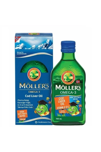 FARMAVİTA Möller's Cod Liver Oil Balık Yağı Şurubu 150ml Tutti Frutti