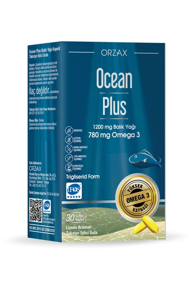 OCEAN Orzax Plus 1200mg Omega 3 Saf Balık Yağı 30 Kapsül