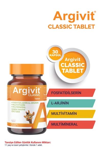 ARGİVİT Classic Fosfotidilserin, L-arjinin, Multivitamin Ve Multimineral Içeren Tablet 2’li Paket 30 Tablet - 3