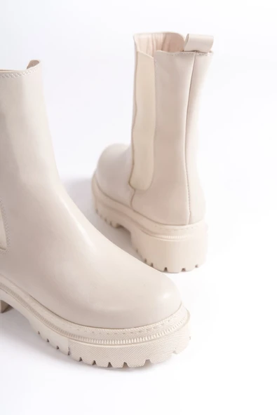 JET-LORA Bağcıksız Lastikli Ortopedik Taban Kadın Bot  CKT - Krem - Resim 2