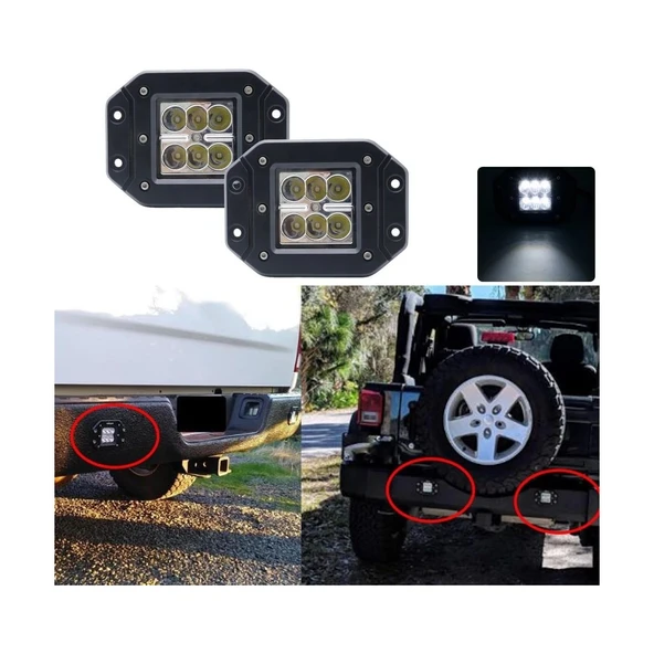 BEYAZLED Off ROAD GÖMME SİS FARI Farı PROJEKTÖR 6 LED 10-30V 18W - 3