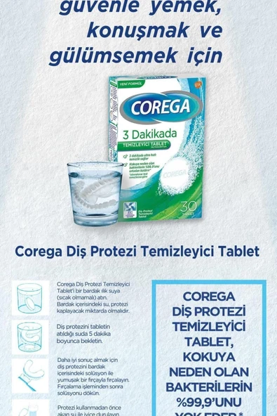 COREGA Cleanser Bio Protez Temizleme Tableti 30'lu X 2 Adet - 8