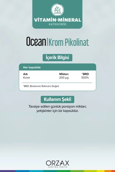 OCEAN Krom Pikolinat 20 Mcg 90 Kapsül 8697595872710 - 2