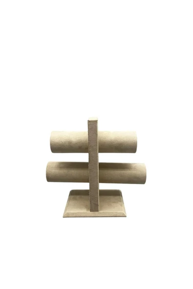 Sardunya Kumaş Krem Renk İkili Saat - Bileklik Sergileme Standı - Resim 3