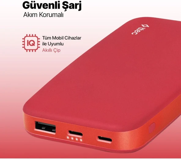 Ttec 2BB204GK1 ChargeUp 10.000 mAh Taşınabilir Şarj Aleti/Powerbank Kırmızı - Resim 5