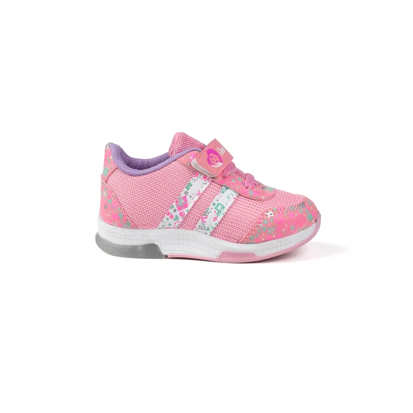 Kız Bebe Pembe Desenli Işıklı Cırtlı Sneaker Günlük Spor Ayakkabı - 4