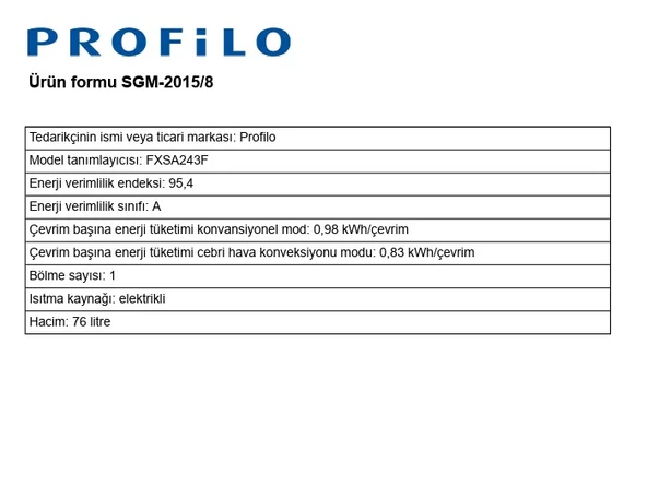 Profilo FXSA243F Ankastre Fırın Buhar Destekli Platin Gri - 4