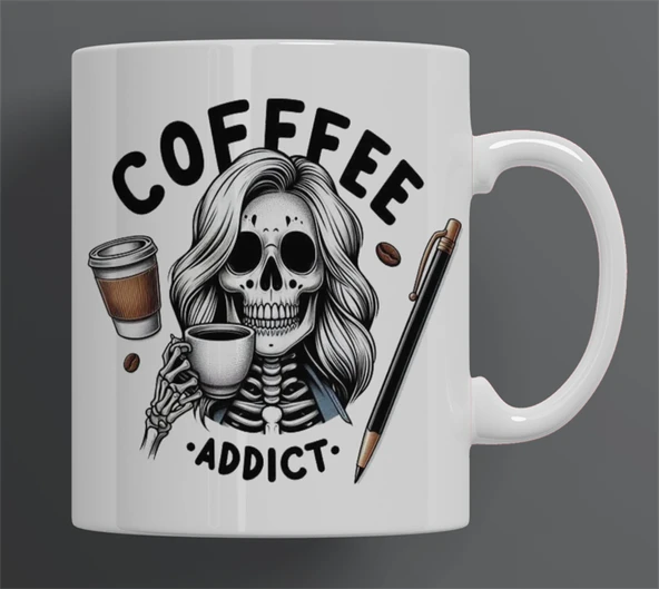 İskelet Kadın Detaylı Tasarım Beyaz Kupa ürün görseli