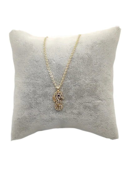 Altın Renk Zirkon Taşlı Kolye Deniz Atı Kolye Zirkon ürün görseli 1