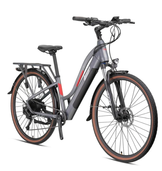 28J LOOP ROUTER 9V ELEKTRİKLİ ŞEHİR BİSİKLETİ - MAT FÜME GRİ KIRMIZI - 38 KADRO - 3