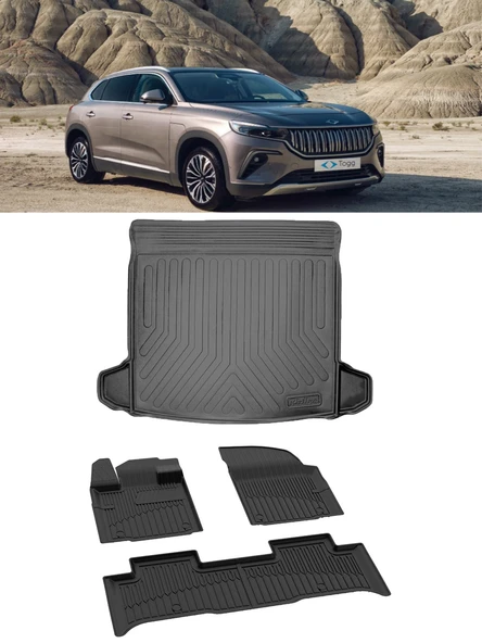 Sahler Togg T10X 2023 ve Sonrası 4.5D Premıum Paspas 3D Rizline Bagaj Havuzu Set ürün görseli