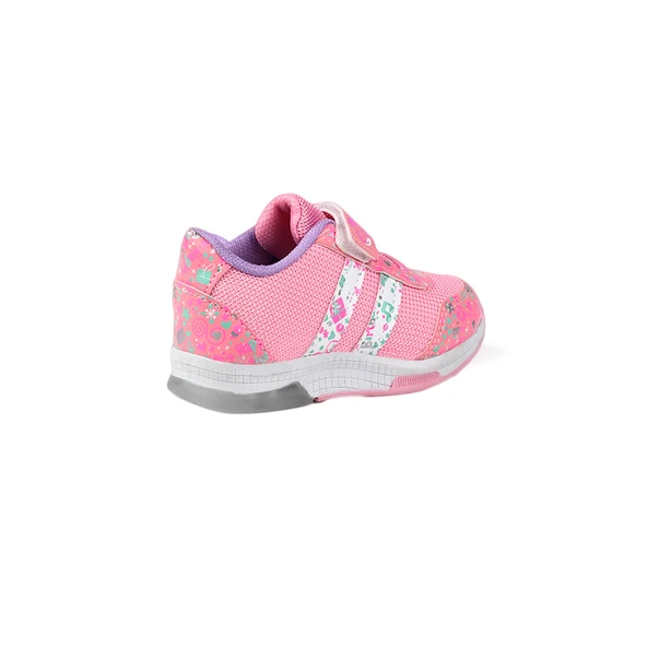 Kız Bebe Pembe Desenli Işıklı Cırtlı Sneaker Günlük Spor Ayakkabı - 5