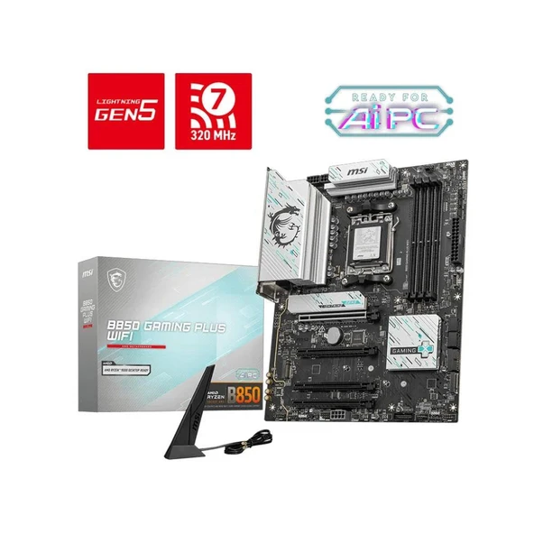 MSI B850 GAMING PLUS WIFI AM5 DDR5 8200MHZ(OC) DP 3x M.2 USB 10Gbs 5G LAN WI-FI 7 ATX