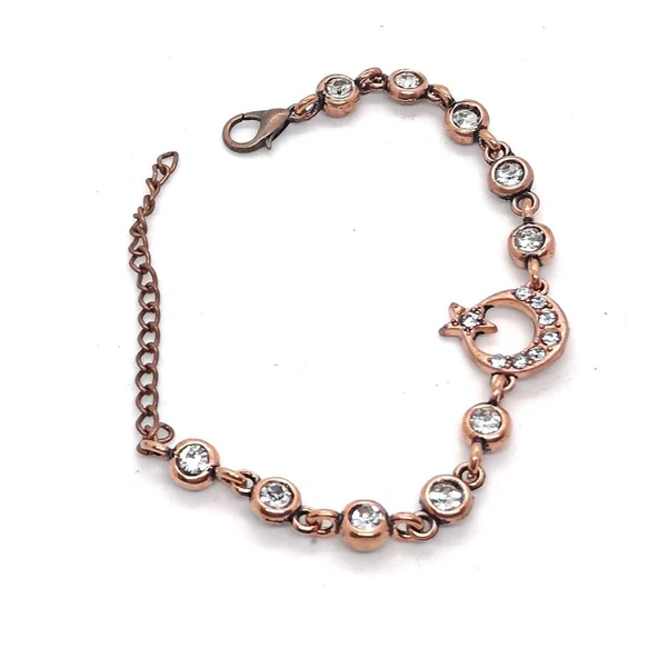 Antik Bakır Renk Ay Yıldız Su Yolu Bileklik ürün görseli