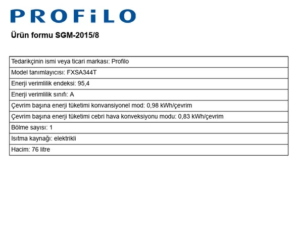 Profilo FXSA344T 76 LT Buhar Destekli Ankastre Fırın - 4