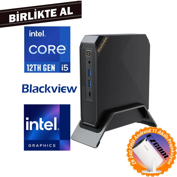 Blackview MP200 i5-12450H 16GB 512GB SSD Windows 11 Pro Mini PC + Projeksiyon MP200161I5 012 ürün görseli 1