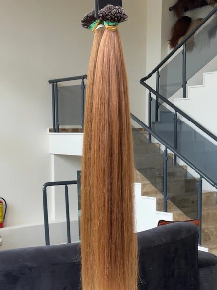 Hairpim Mikro Kaynak Professional (0.8 Gr) Açık Kumral 50 Adet 70 Cm Yeni Nesil Kaynak Saç MK717 - 2