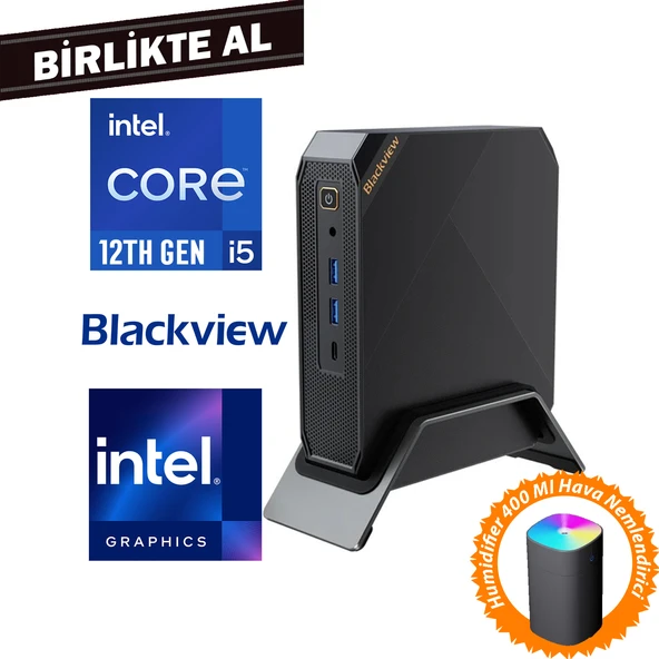 Blackview MP200 i5-12450H 16GB 512GB SSD Windows 11 Pro Mini PC + Hava Nemlendirici MP200161I5 015