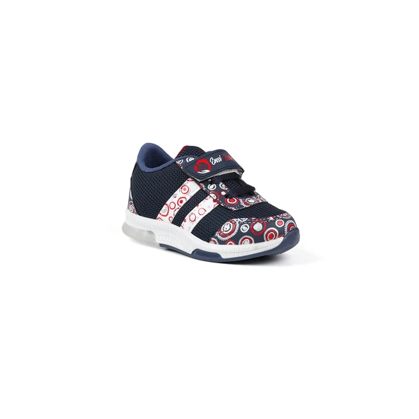 Unisex Bebe Lacivert Desenli Işıklı Cırtlı Sneaker Günlük Spor Ayakkabı - 4