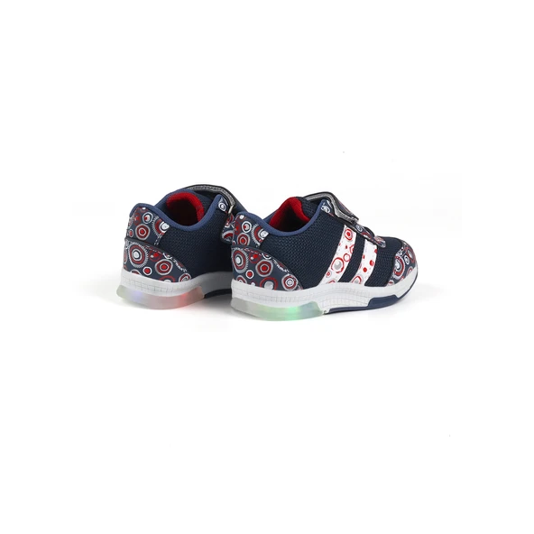 Unisex Bebe Lacivert Desenli Işıklı Cırtlı Sneaker Günlük Spor Ayakkabı - 2