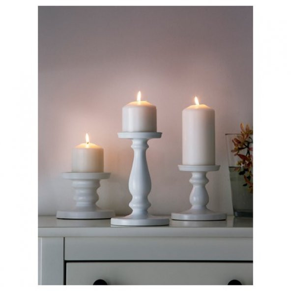 Şamdan Beyaz Renk IKEA 21 Cm Mumluk Dekoratif Şamdan - Resim 2