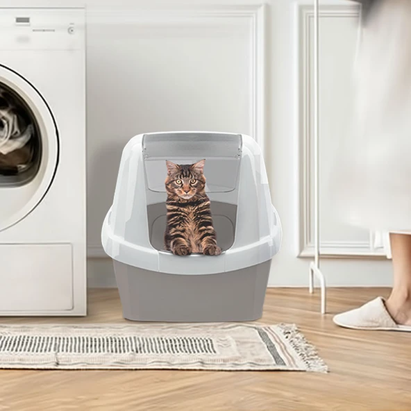 Imac Maddy Kapalı Kedi Tuvaleti Petrol Mavisi 65x47,5x47,5cm - Resim 2