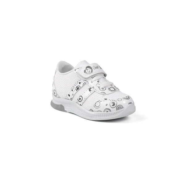 Unisex Bebe Beyaz Desenli Işıklı Cırtlı Sneaker Günlük Spor Ayakkabı - 3