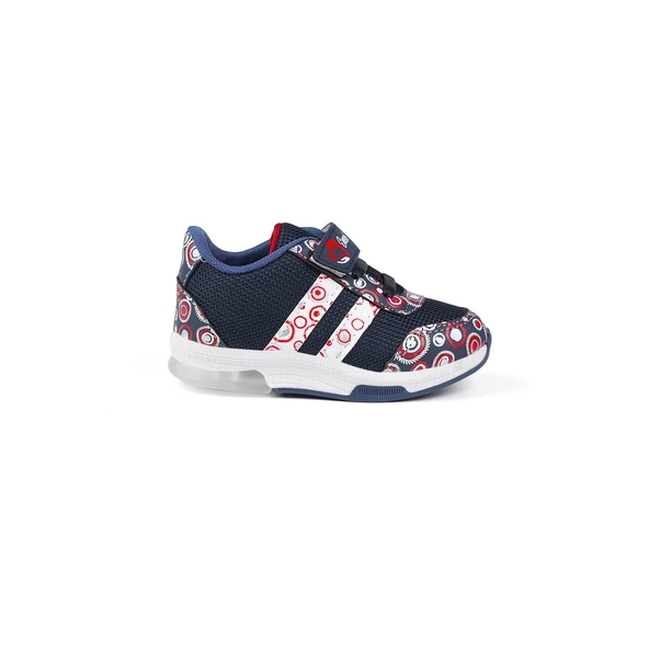 Unisex Bebe Lacivert Desenli Işıklı Cırtlı Sneaker Günlük Spor Ayakkabı - 3