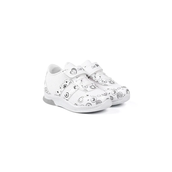 Unisex Bebe Beyaz Desenli Işıklı Cırtlı Sneaker Günlük Spor Ayakkabı