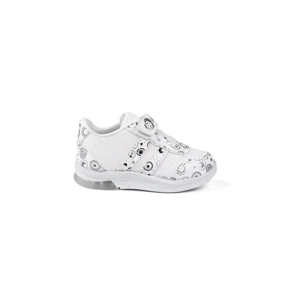 Unisex Bebe Beyaz Desenli Işıklı Cırtlı Sneaker Günlük Spor Ayakkabı - 4