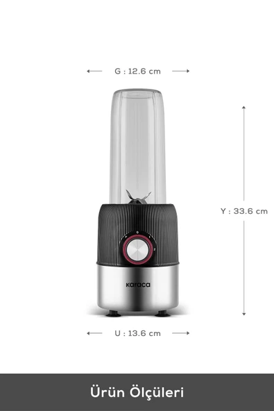 Karaca Blend & Rush Inox Personal Kişisel Smoothie Blender Black - Resim 2