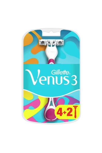 Gillette Venus 3 Renkli Kullan At Tıraş Bıçağı 6'lı ürün görseli 1