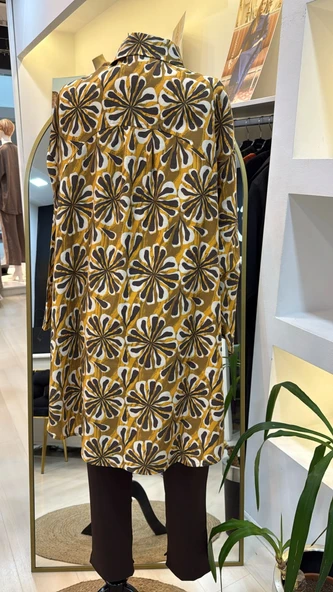 invee çicek desenli gomlek 7155 sari - 4