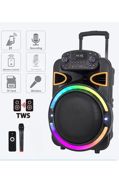 Acl Acs-2 30W Taşınabilir TWS Kablosuz PartyBox Hoparlör | RGB Işık, Bluetooth, Kumanda ve Mikrofon Destekli - 8